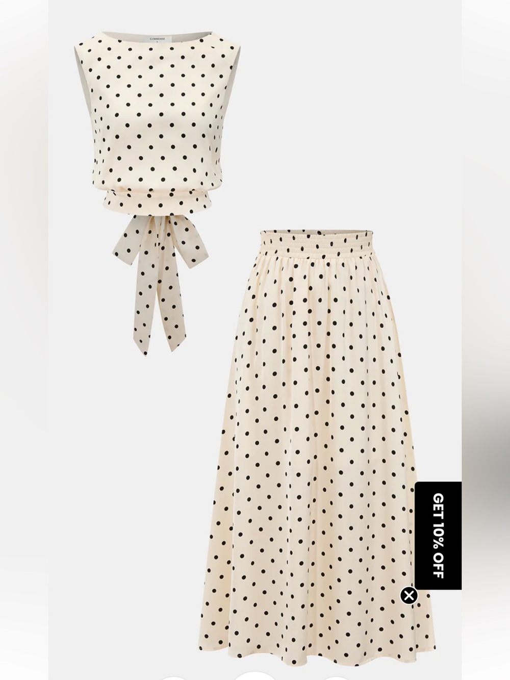 Polka Dot Cream Top & Maxi Skirt – Women's Skirt